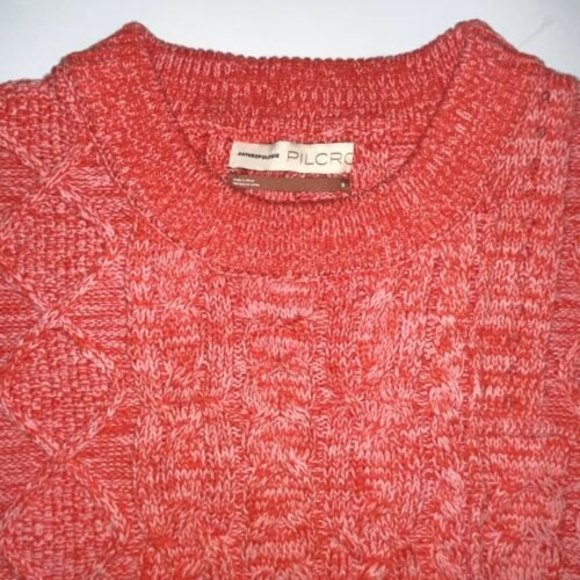 Pilcro Anthropologie Jasmine Oversize Cable Knit Sweater Women's Size Small Pink - Picture 2 of 7